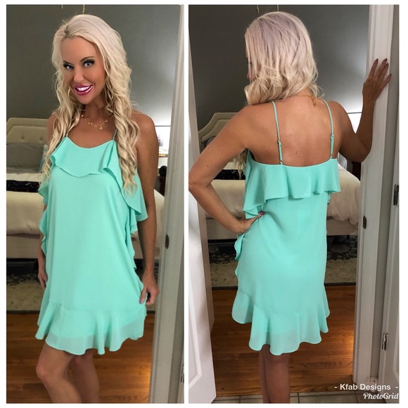 Dresses & Skirts - 🌸LAST 1! Mint Lined Cascading Ruffle Dress! 👗